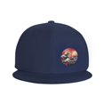 thumbnail image 3 of DouZhe Flat Brim Cap Snapback Hat, Rétro Japonais Vagues Imprime Réglable Bleu Adulte Casquette de Baseball, 3 of 6