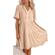 thumbnail image 2 of Vestido Informal de Mujer con Escote en V, Corta y Volantes, Corte A, Color Albaricoque, Talla S, 2 of 5