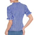 thumbnail image 3 of Casual Tops for Women Plaid Print Basic Square Neck Short Sleeve Button Blouses Relaxed Fit Vacation Fashion Summer T-Shirt, 3 of 9