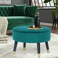 thumbnail image 2 of Homebeez Oval Fabric Ottoman Footrest Vanity Stool Peacock Blue, 2 of 6
