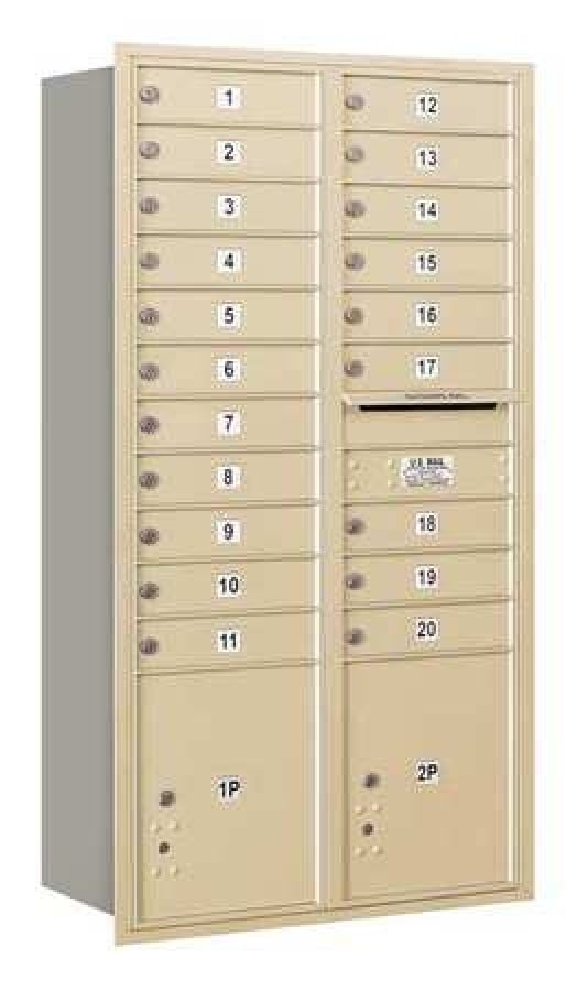 4C Horizontal Mailbox - Maximum Height Unit - Double Column - 20 MB1 Doors - Sandstone - Rear Loading - USPS Access