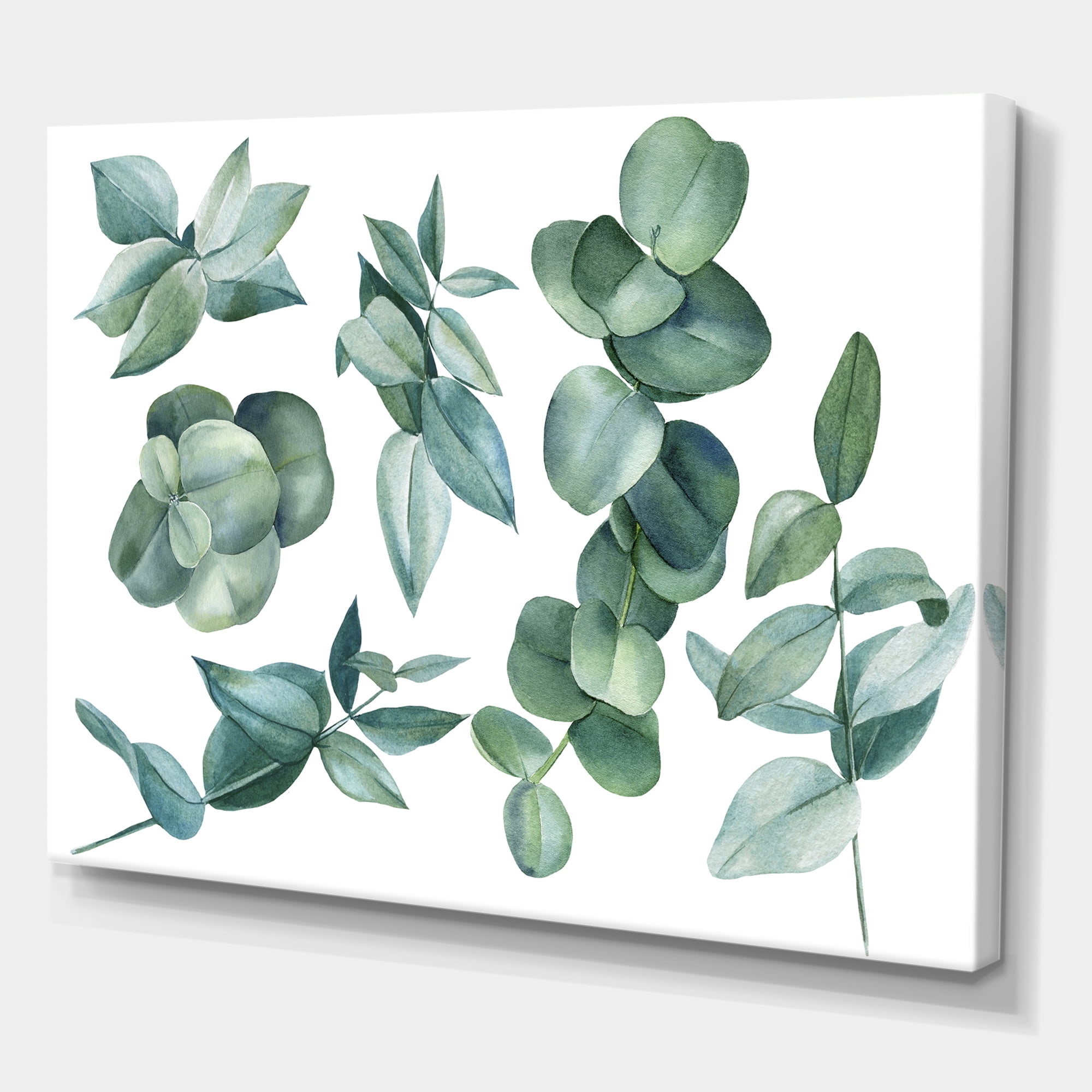 Eucalyptus Leaves In Dark Green 12 in x 8 in Painting Canvas Art Print, by Designart