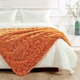 thumbnail image 3 of Home Soft Things Cloud Carved Faux Fur Embossed Throw Blanket with Micromink Back, Luxury Soft Cozy Plush Fluffy Fuzzy Reversible Thick Warm Throw Blanket, 60x70 inches, Burnt Orange, 3 of 8