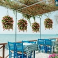 thumbnail image 4 of Artificial Silk Flowers in Hanging Basket Outdoor Indoor Garden Decor, Artificial Hanging Plant in Basket, Hanging Daisy Flowers with 12inch Coconut Lining Chain Palm Flowerpot(Pink), 4 of 5