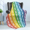 thumbnail image 4 of Geometric Soft Flannel Fleece Blanket, Striped Rainbow Pattern with Buttferflies Mixed Harmony Geometric Graphic Print, Cozy Plush for Indoor and Outdoor Use, 50" x 70", Multicolor, by Ambesonne, 4 of 5