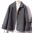thumbnail image 4 of Polaoyi Chaqueta Corta De Lana Lisa para Mujer Abrigo A Cuadros Moda De Otoño, 4 of 4