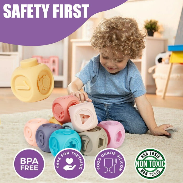 Baby Blocks Stacking Building Toys For Babies 10 Soft Educational Soft Blocks Baby Toys 6 12 Months