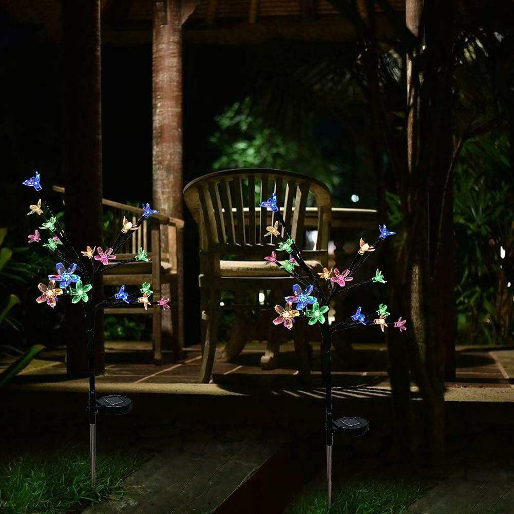 EpicGadget Solar Flower Fairy Light, Colorful Stainless Steel Solar Path Lights for Outdoor Landscape Lighting, Lawn, Patio, Yard, Walkway, Driveway, Garden (Colorful) (4 Pieces)