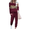 thumbnail image 1 of PRETTYGARDEN Conjunto Deportivo Femenino de 2 Piezas en Rojo Vino con Estampado de Leopardo XL, 1 of 6