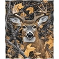 thumbnail image 3 of Deer Blanket Forest Camo Hunting Throw Blankets 60"x50" Gifts for Hunter Men Women Deer Lover, Elk Deers Decor for Couch Bed Sofa Birthday Lightweight Soft Flannel Blanket add Same printed canvas bag, 3 of 6