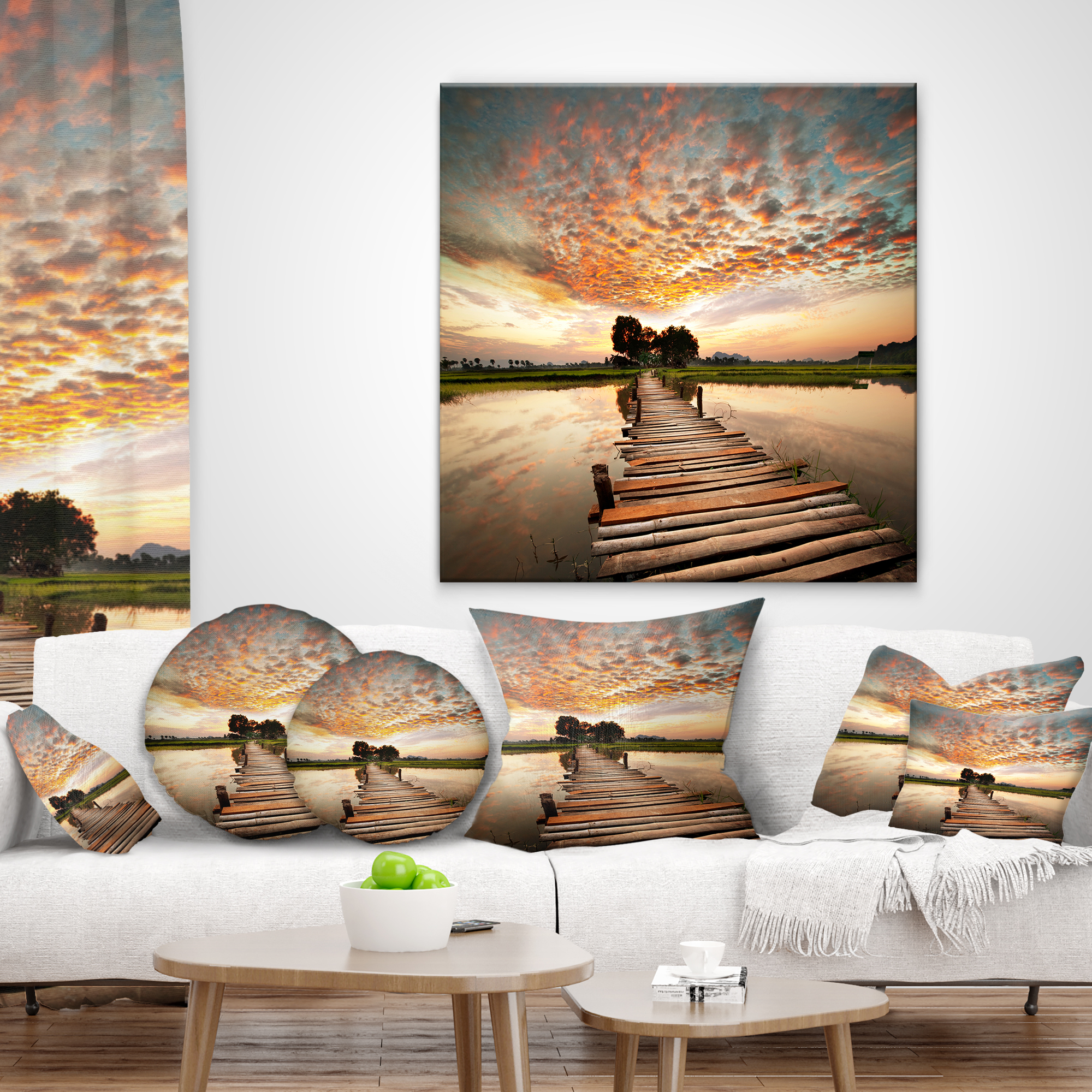 Designart 18" x 18" Multi-color Bridge Pier Polyester Throw Pillow