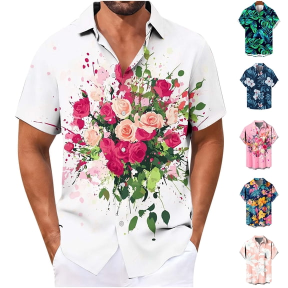 Vetsdori Mens Button up Tshirts Summer Short Sleeve Work Shirts Pockets Gift for Men Tops Vacation Ropa Para Hombre Collared Hawaiian Shirts for Men Graphics,Size XXXXXL
