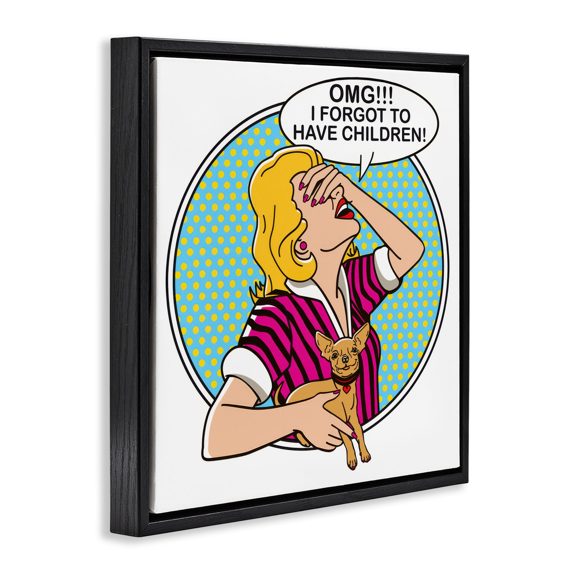 Stupell Industries Forgot To Have Children Animals Painting Black Floater Framed Canvas Art Print Wall Art, 25 x 25