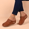 thumbnail image 6 of CYMMPU Women's Strap Decor Closed Toe Wedge Mules, Round Toe Slip On Breathable Backless Clogs, Outdoor Casual Footwear Brown 36, 6 of 9