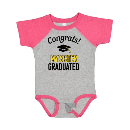 

Inktastic Congrats! My Sister Graduated with Cap Gift Baby Boy or Baby Girl Bodysuit