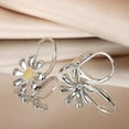 thumbnail image 2 of Jstyle 925 Sterling Silver Flower Earrings 18K White Gold Plated Flower Leverback Earrings Flower Dangle Drop Earrings for Women, 2 of 6