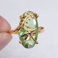 thumbnail image 4 of AYYUFE Chic Women Dragonfly Leaf Oval Faux Gem Twist Finger Ring Wedding Jewelry Gift Copper, Faux Gem Green, 4 of 8