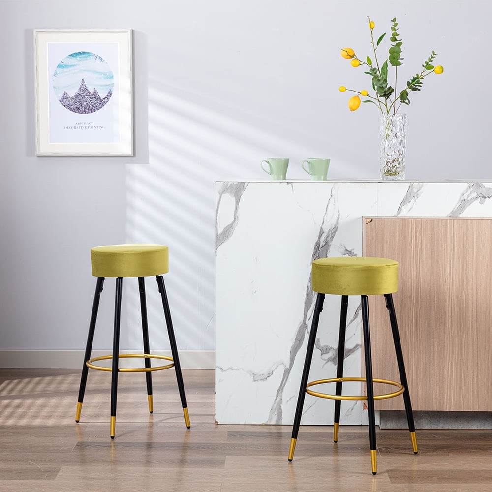 Yipa 30" Height Bar Stools Set of 2,Counter Height Chair,Velvet Kitchen