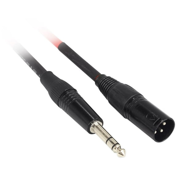 Rockville RCXMB3R 3' Male REAN XLR to 1/4'' TRS Cable Red 100% Copper