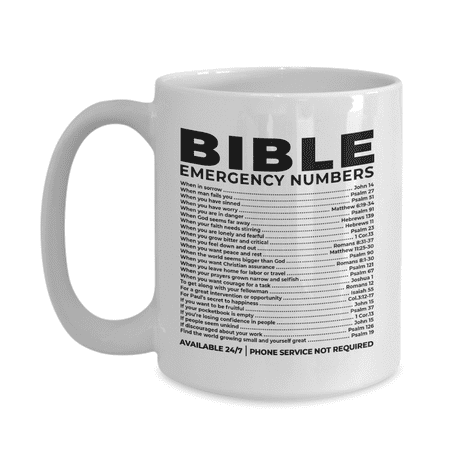 

Bible Emergency Numbers Coffee Mug Christian Gift Idea