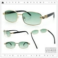 thumbnail image 2 of Luxury 90s Gangster Narrow Rectangle Jaguar Head Hinge Sunglasses Gold - Green, 2 of 8