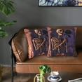 thumbnail image 5 of Halloween Throw Pillow Covers Set of 2, Halloween Gothic Skull Rose C Decorative Pillowcase for Couch Living Room, Square Pillow Covers Protector with Zipper, Halloween Home Decor 20x20, 5 of 6