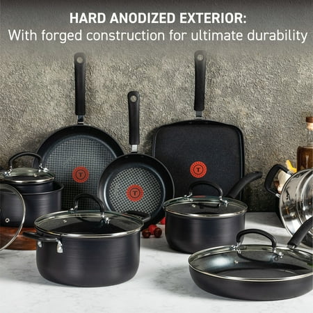 T-Fal - Ultimate Hard Anodized Nonstick 12-Piece Cookware Set - Gray