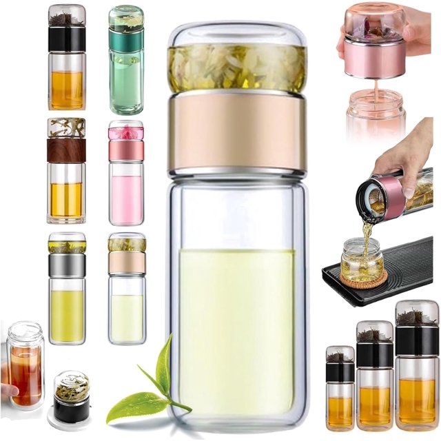 Infusifie Tea Infuser, Infusible Tea Maker, Tea Maker for Loose Leaf Tea, Light Portable Travel Tea Maker with Tea Filter, Portable Tea Water Separation Tea Cup (280ml,Gold)