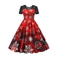 thumbnail image 1 of LilyLLL Womens Christmas Lace Skater Dress Xmas Party A-Lined Ruffle Swing Dress, 1 of 4