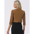 thumbnail image 3 of DARING DIVA Women's Lace Panel Crop Bolero Shrug Dress for Work Office L Brown, 3 of 7