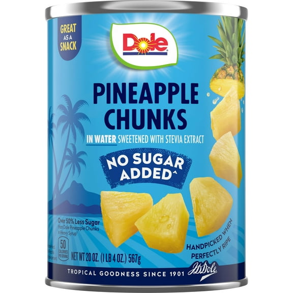 Dole No Sugar Added^ Pineapple Chunks in Water^^, 20 oz Can