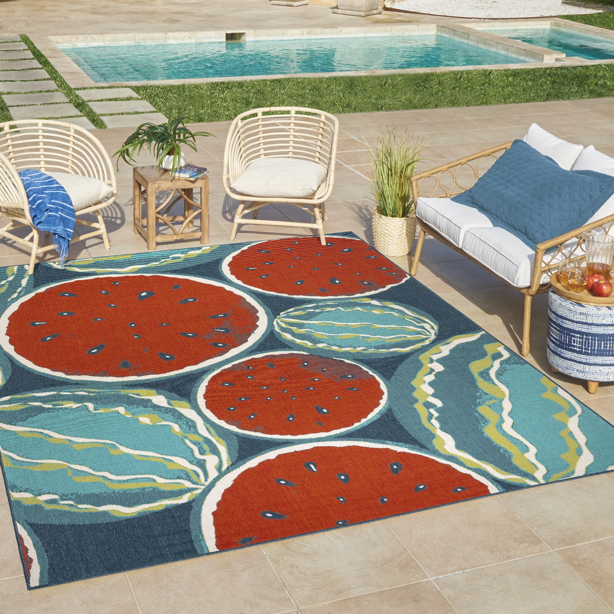 Ziesta Chomp Indoor/ Outdoor Polypropylene Red Machine Made Area Rug, 8x10