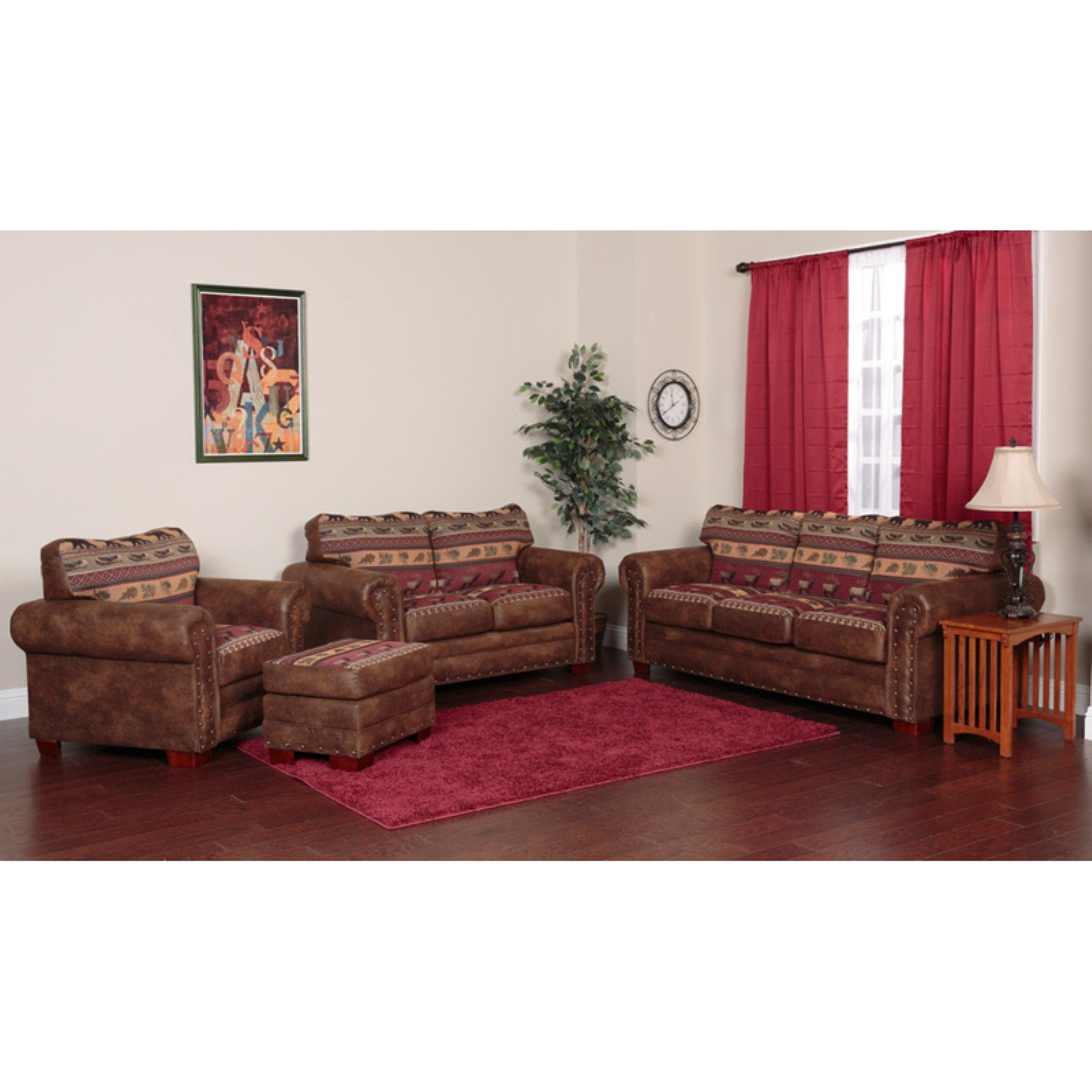 American Furniture Classics Microfiber Sierra Lodge Loveseat in Brown