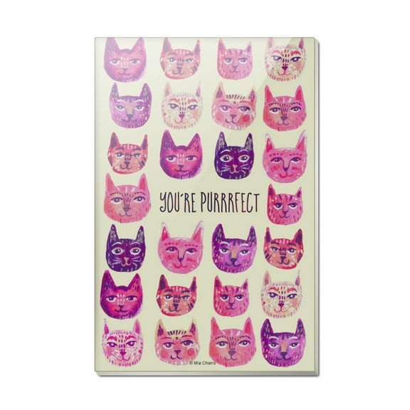 You´re Purrrfect Perfect Cat Heads Rectangle Acrylic Fridge Refrigerator Magnet