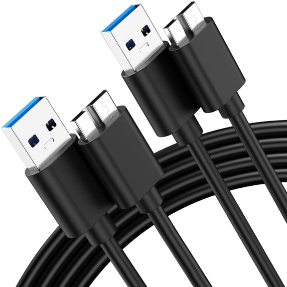 USB 3.0 Micro B Cable 1.5FT, 2Pack External Hard Drive Cable 5 Gbps High-Speed USB A to Micro B Hard Drive Cord Compatible for Seagate Xbox One Toshiba WD My Passport Elements SSD, Camera, Laptop