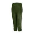 thumbnail image 4 of Tmtolofot Womens Yoga Pants With Pockets Skinny Fit Capri Leggings For Women Tummy Control Workout Leggings Solid Color Elastic Waist Compression Capris Pants , 1#Army Green , 5X-Large, 4 of 8