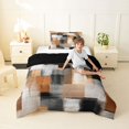 thumbnail image 4 of Homewish Retro Orange Checkerboard Twin Comforter Sets,Vintage Geometric Art Bedding Set,Black Reversible,2-Piece,1 Comforter and 1 Pillowcase, 4 of 7