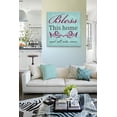 thumbnail image 3 of MuralMax Inspirational Quote Wall Decor - Bless This Home & All Who Canvas Art - Gifts For Wedding Anniversary, Bridal Showers, Parents, Grandparents, Office Parties - Color - Aqua - Size - 24 x 24, 3 of 5