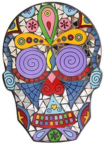 Details about   Wooden Hand Carved Sugar Skull Day of The Dead Mirror Wall Plaque Blue NWOT 