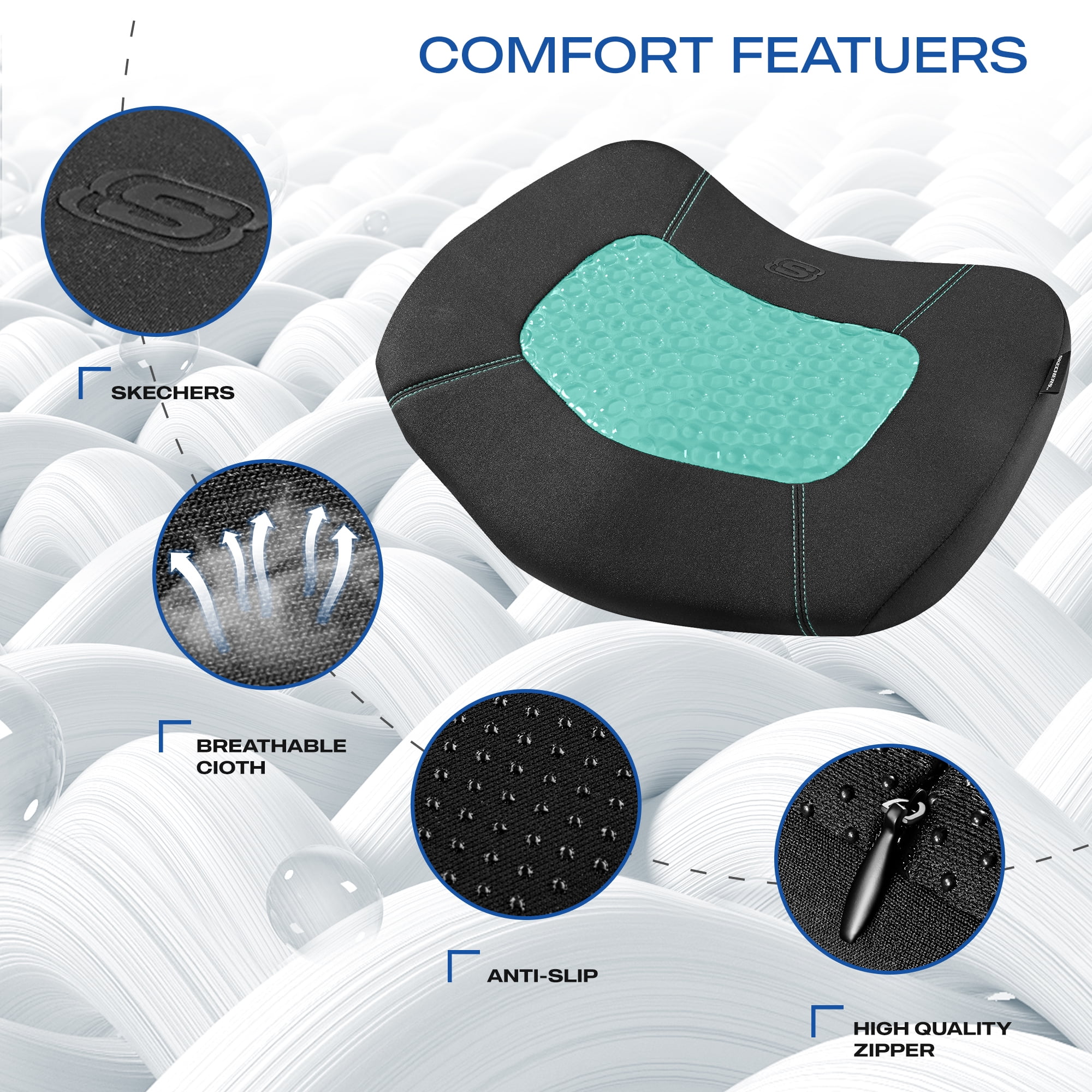 Skechers 22WMSK06 Seat Cushion, Skech-Knit Memory Foam Seat Pad
