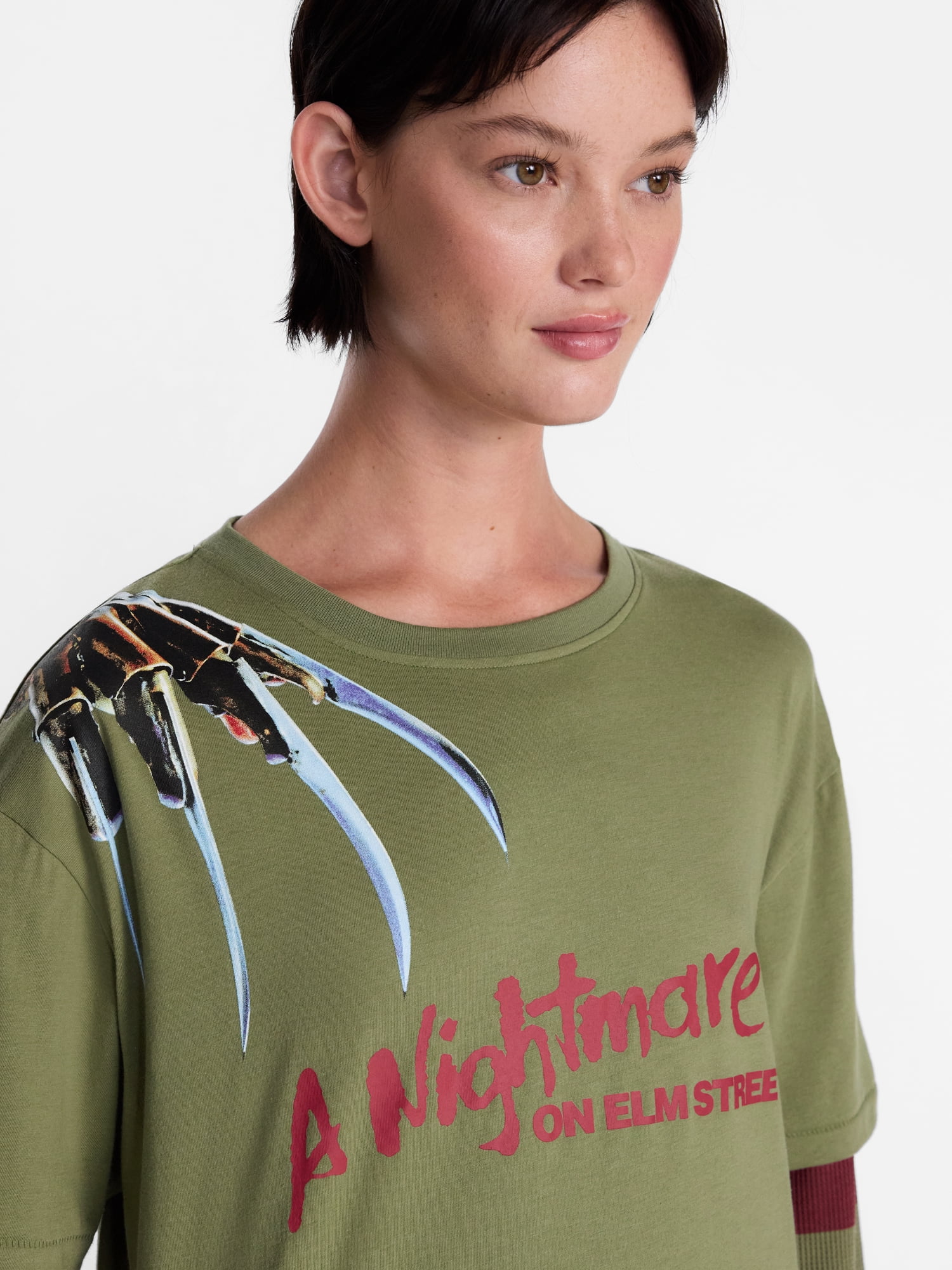 Disney Nightmare on Elm Street Women's Halloween Layered Look Graphic Tee, Sizes XXS-XXL