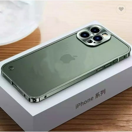 Aluminum Metal Bumper Frame iPhone 13 Mini Case (Green) Matte Clear Camera Lens Shockproof and Scratch Resistant Protection Cover