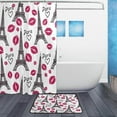 thumbnail image 2 of Coolnut Red Lip Eiffel Tower Bath Curtain Rugs Sets 2 Pcs, Bathroom Theme Set with Shower Curtain and Non-Slip Carpet, 60x72in + 23.6x15.7in, 2 of 7