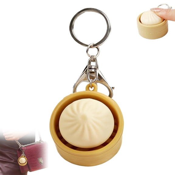 Dwellin Finger Stress Toys Mini Dumpling Clicky Keychain Fidget Toy Portable Silent Relaxing Pendant for Adults Kids Home School Office
