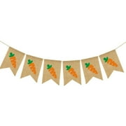 Happy Easter Burlap Banner Multi Usage Carrot Bunting Banner Garland for Party Favors
