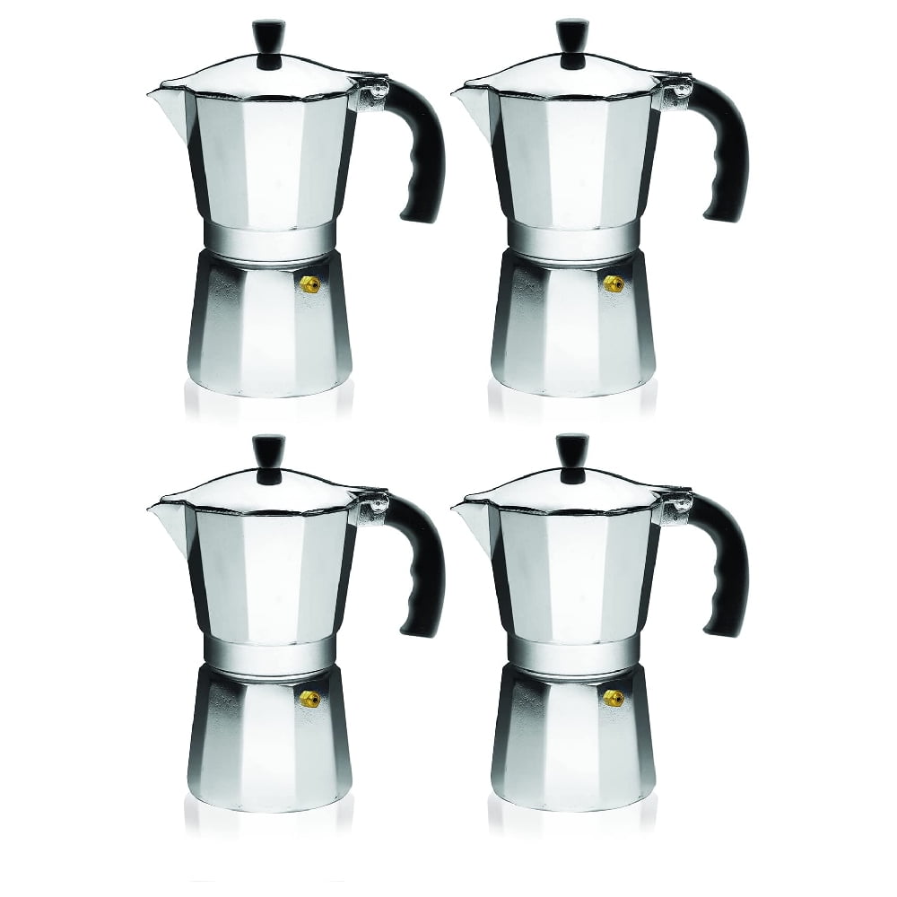 Imusa Aluminum Stovetop Espresso Maker 6 Cup Silver, 4 Pack
