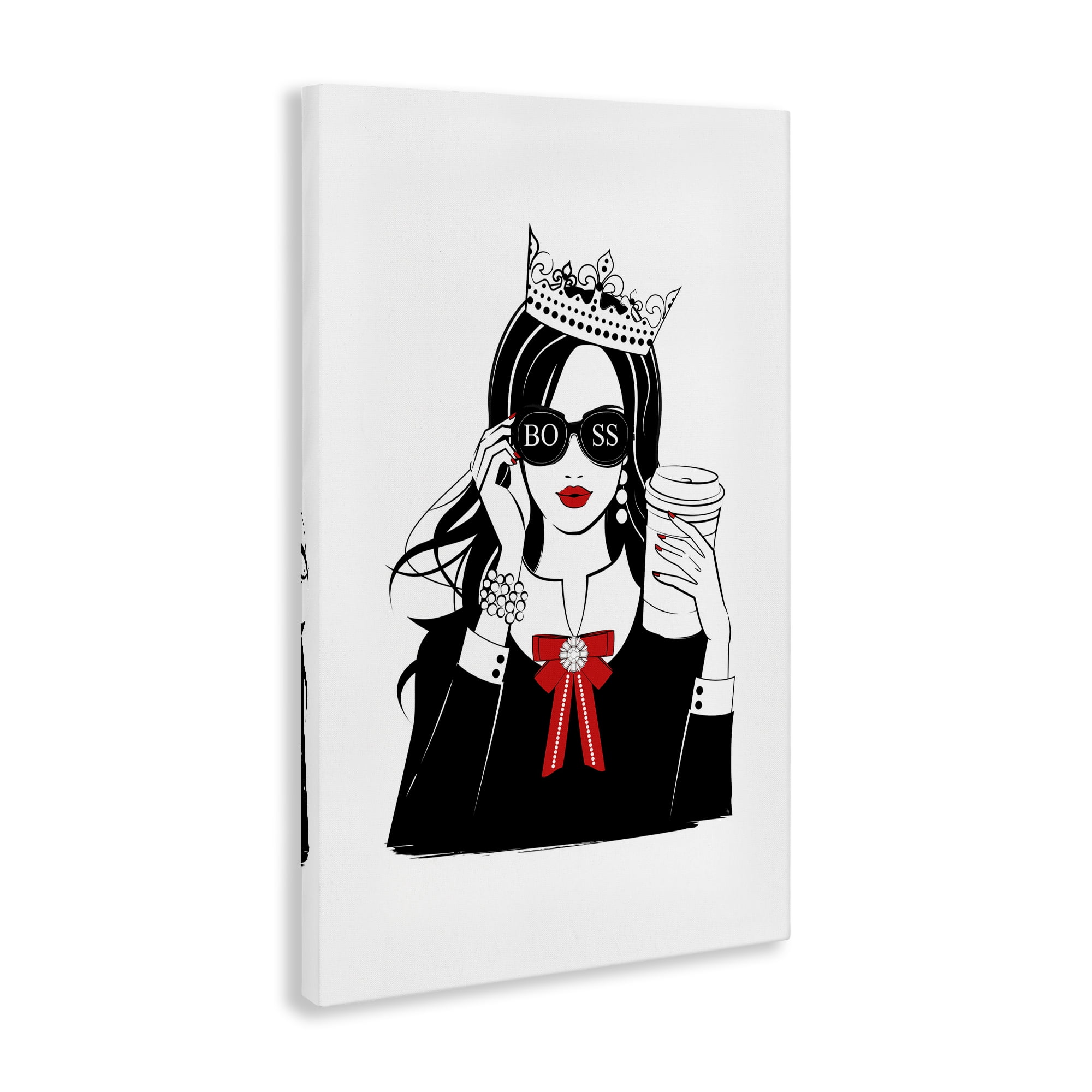 Stupell Industries Jeweled Girl Boss Novelty Painting Gallery Wrapped Canvas Art Print Wall Art, 30 x 45
