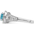 thumbnail image 4 of Sterling Silver Rhodium Plated White & Aqua Cz Ring (Size 6) Made In China qr7395-6, 4 of 5
