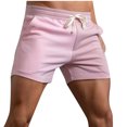 thumbnail image 2 of HOOMEUMY Men's Two-Tone Drawstring Elastic Waist Breathable Classic Solid Quick Dry Stretch Shorts with Pockets Pink XXXXL, 2 of 3