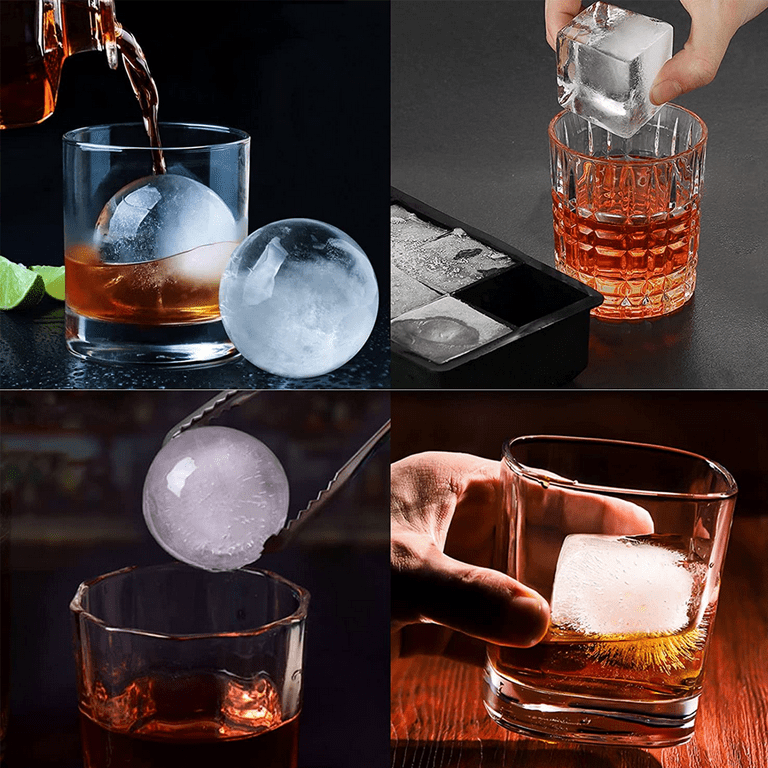 Ticent Whiskey Ice Ball Maker Crystal Clear Ice Ball Molds  Large Sphere Ice Cube Trays for Whiskey, Cocktail, Brandy, Bourbon: Home &  Kitchen